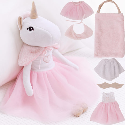 Perfectto Design Ballerina Unicorn Doll—soft plush for imaginative play.