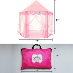 Reading nook setup inside the Perfectto Design princess castle tent