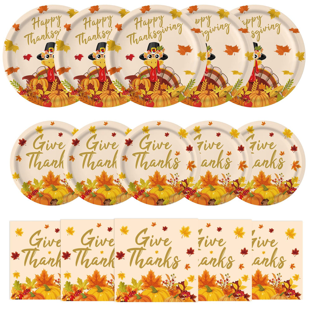 PERFQU Thanksgiving plates 9-inch with Happy Thanksgiving design for a festive tablescape and easy cleanup
