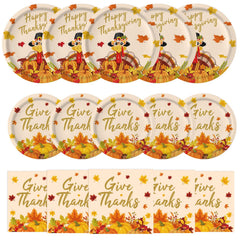 PERFQU Thanksgiving plates 9-inch with Happy Thanksgiving design for a festive tablescape and easy cleanup