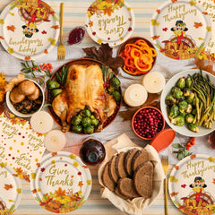PERFQU turkey maple-leaf graphics plates adding seasonal charm to the table
