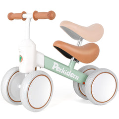 PerKidern baby balance bike green front view promoting early balance and coordination.