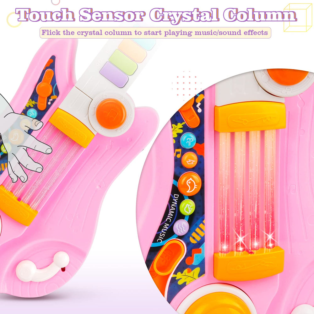 PerKidern guitar with demo buttons promotes cause-and-effect exploration.
