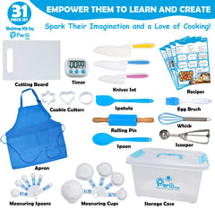 PERLLI Kids Real Cooking Set utensils with kid-friendly handles for safe use.