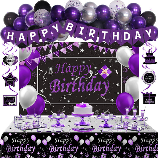 Perpetily black purple birthday balloons kit for bold party decor