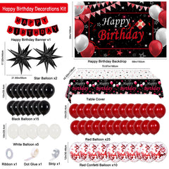 Perpetily red confetti balloons (12-inch) add playful bursts for photos.