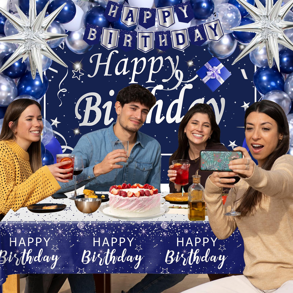Perpetily silver star foil balloons add stylish shimmer.