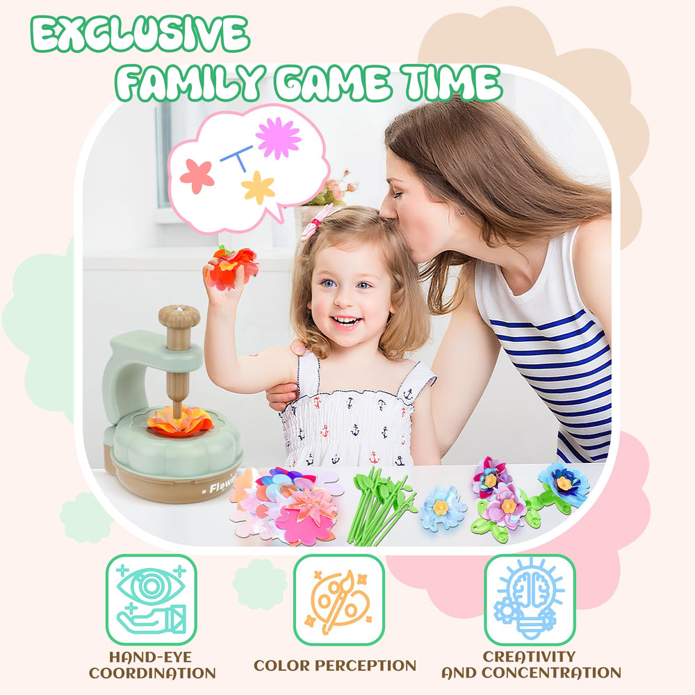 PERRYHOME fabric petals, pistils, and stems for color-matching kids' crafting.