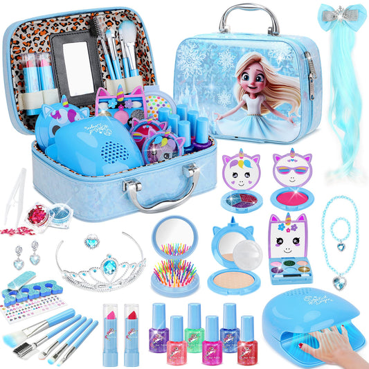 PERRYHOME Kids Makeup Kit with unicorn blue packaging for imaginative play