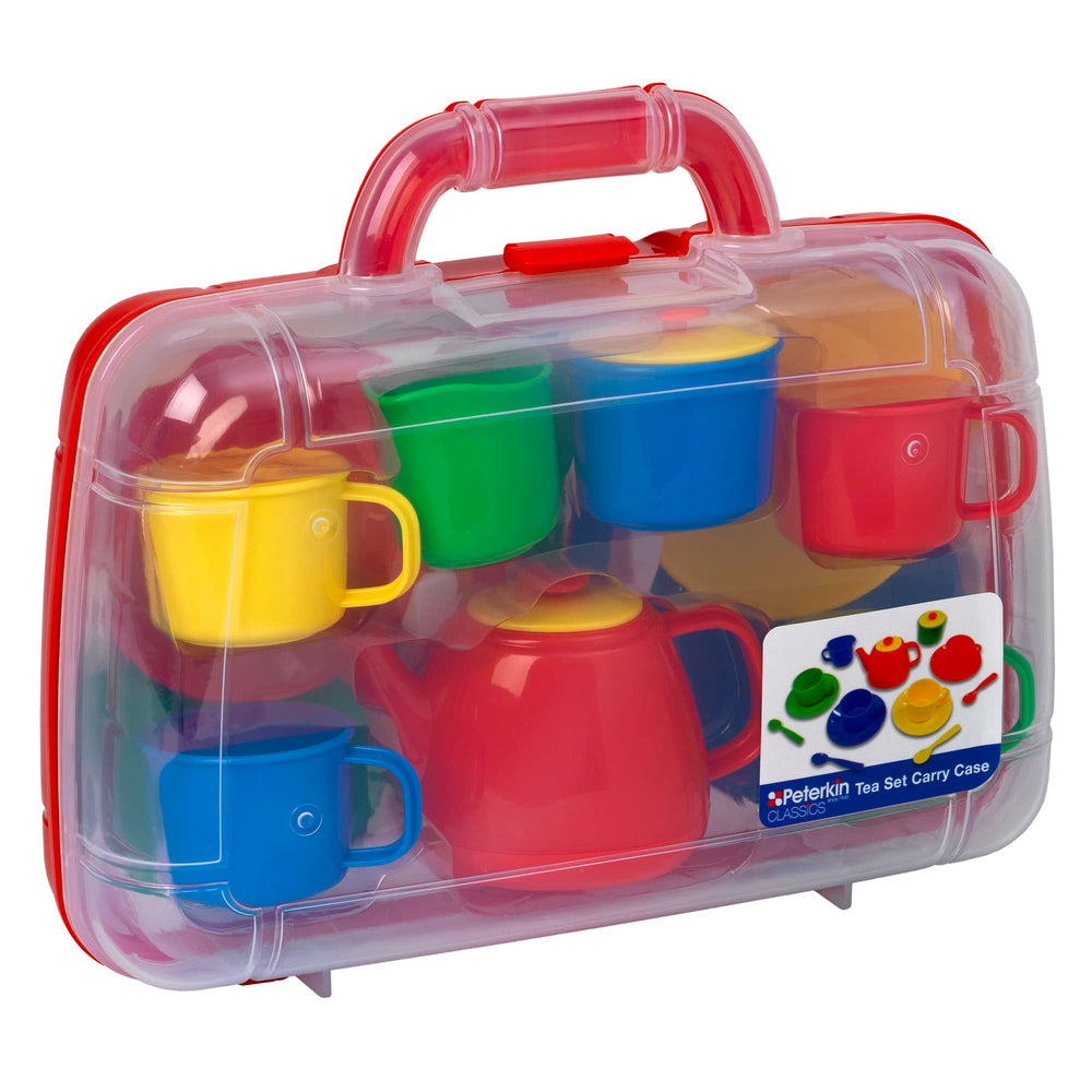 Peterkin tea set carry case front view, ideal for kids' pretend tea parties.