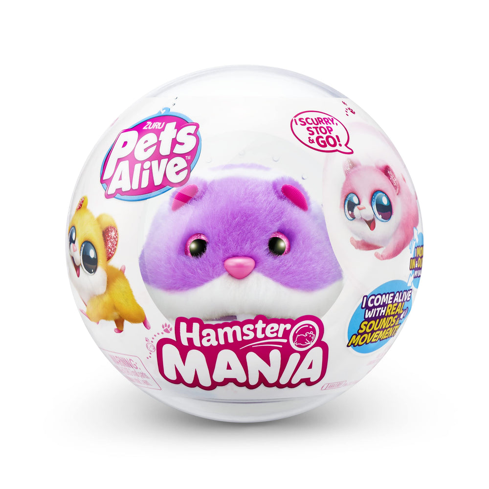 Pets Alive Hamstermania Purple hamster in ball during run.