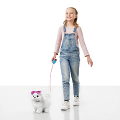 Pets Alive Lil' Paw Paw pink bow and collar add fashion-forward detail.