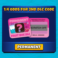 DLC code card shown with PhatMojo BLOX Fruits plush.