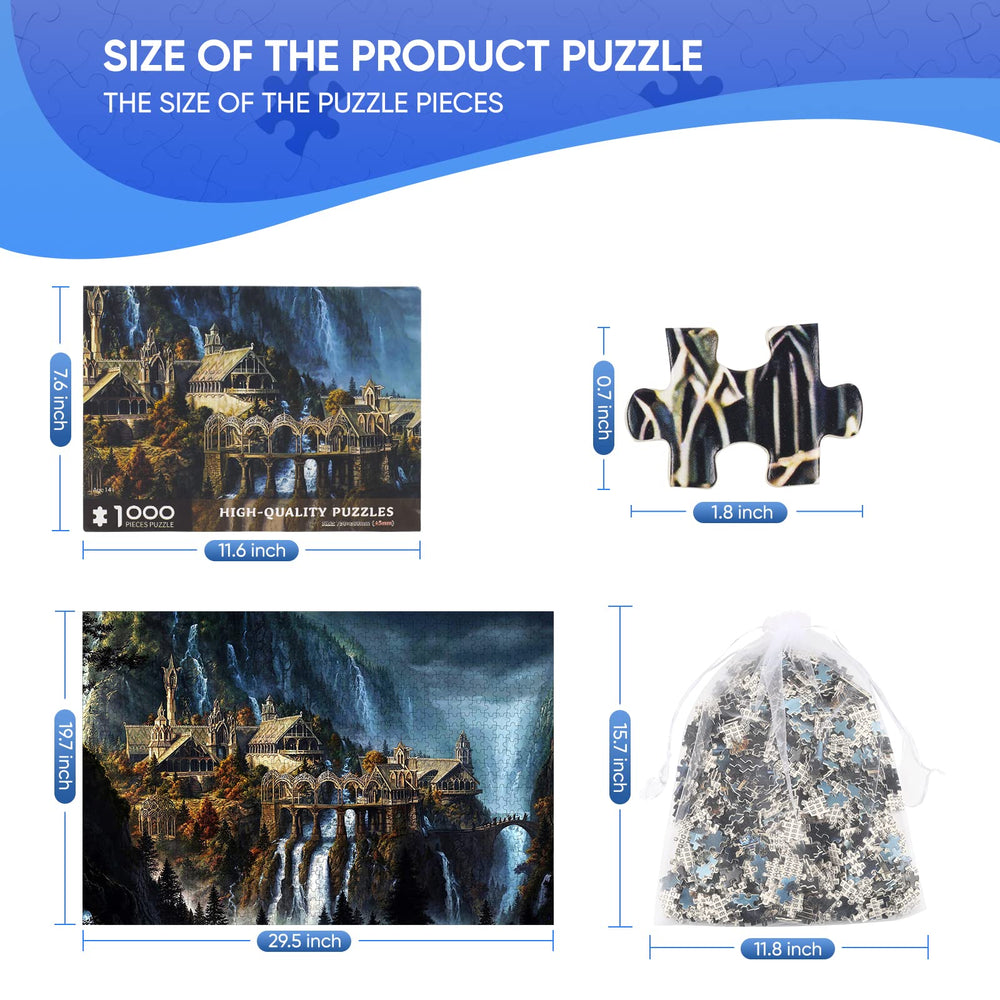 Phinli Lord of the Rings Waterfall Town basswood puzzle for durable, satisfying challenges.