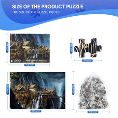 Phinli Lord of the Rings Waterfall Town basswood puzzle for durable, satisfying challenges.