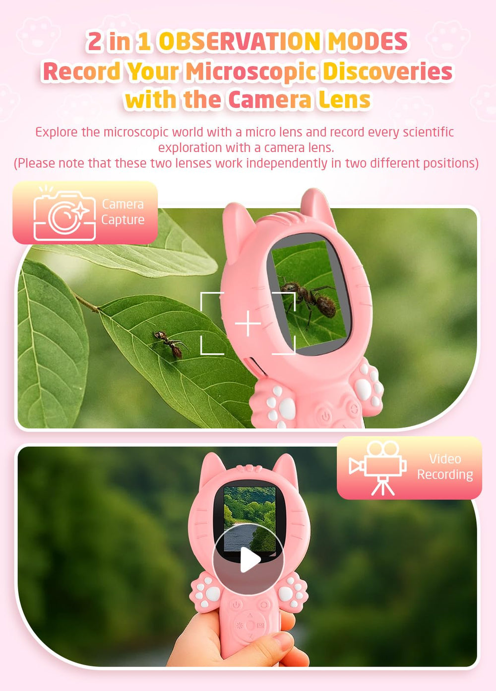 PHNIXGAM pink cat design adds friendly appeal for kids.