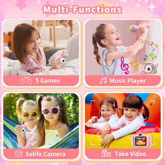 PHNIXGAM Pink Unicorn Kids Camera side view compact design