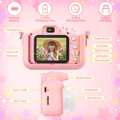 PHNIXGAM Pink Unicorn Kids Camera 1080P video recording in action
