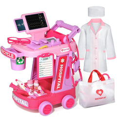 Phobby Doctor Kit pink cart with lights for imaginative play.