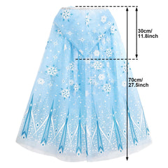 PHOGARY blue tulle cape with glitter snowflake print for pretend play