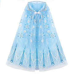 PHOGARY Snowflake Princess Cape blue with button closure for easy dress-up