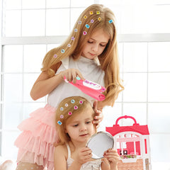 PHUSBLAY Dress-up party activity with sparkling hair gems.