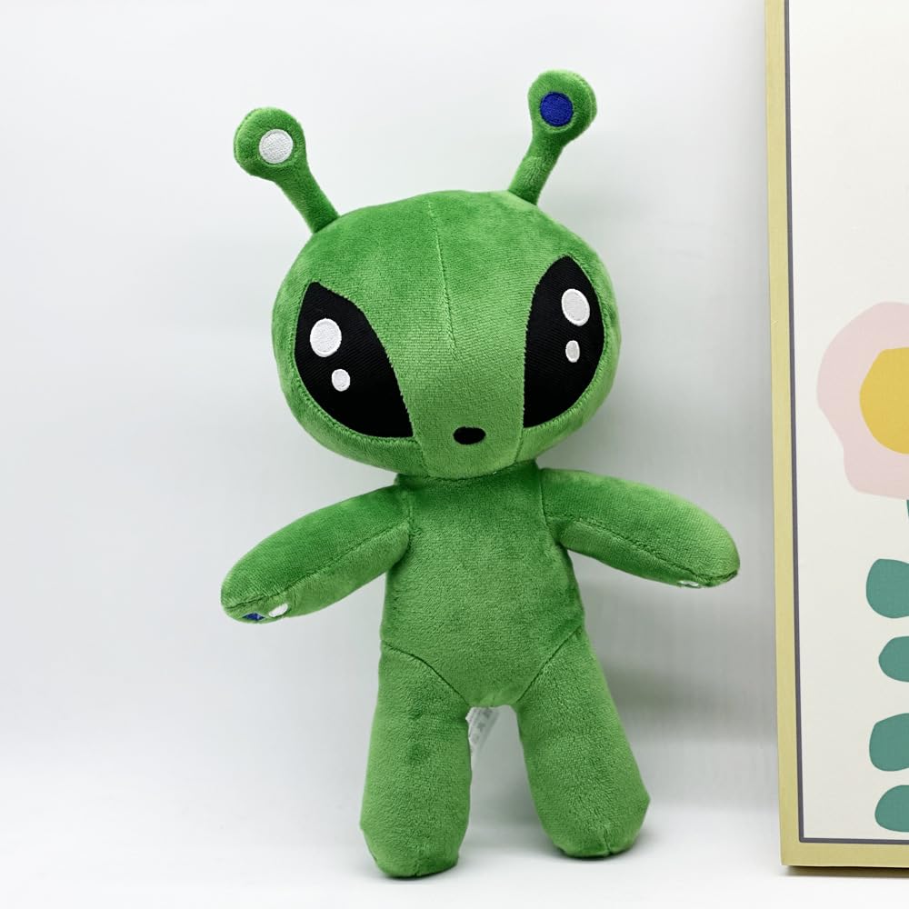 PHYDZFC green alien plush cuddling pose, perfect for cozy snuggle moments and storytelling.