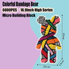 PIANTION micro building blocks create vibrant bear pattern, ideal for adult builders.