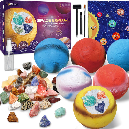 PIBEX Gemstone Dig Kit reveals Mercury planet hidden rocks for hands-on space exploration.