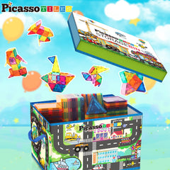 PicassoTiles city-themed storage bin supports imaginative play while keeping the space tidy.