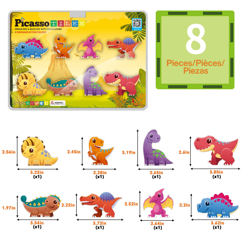 PicassoTiles Triceratops action figure sparks storytelling and problem solving.