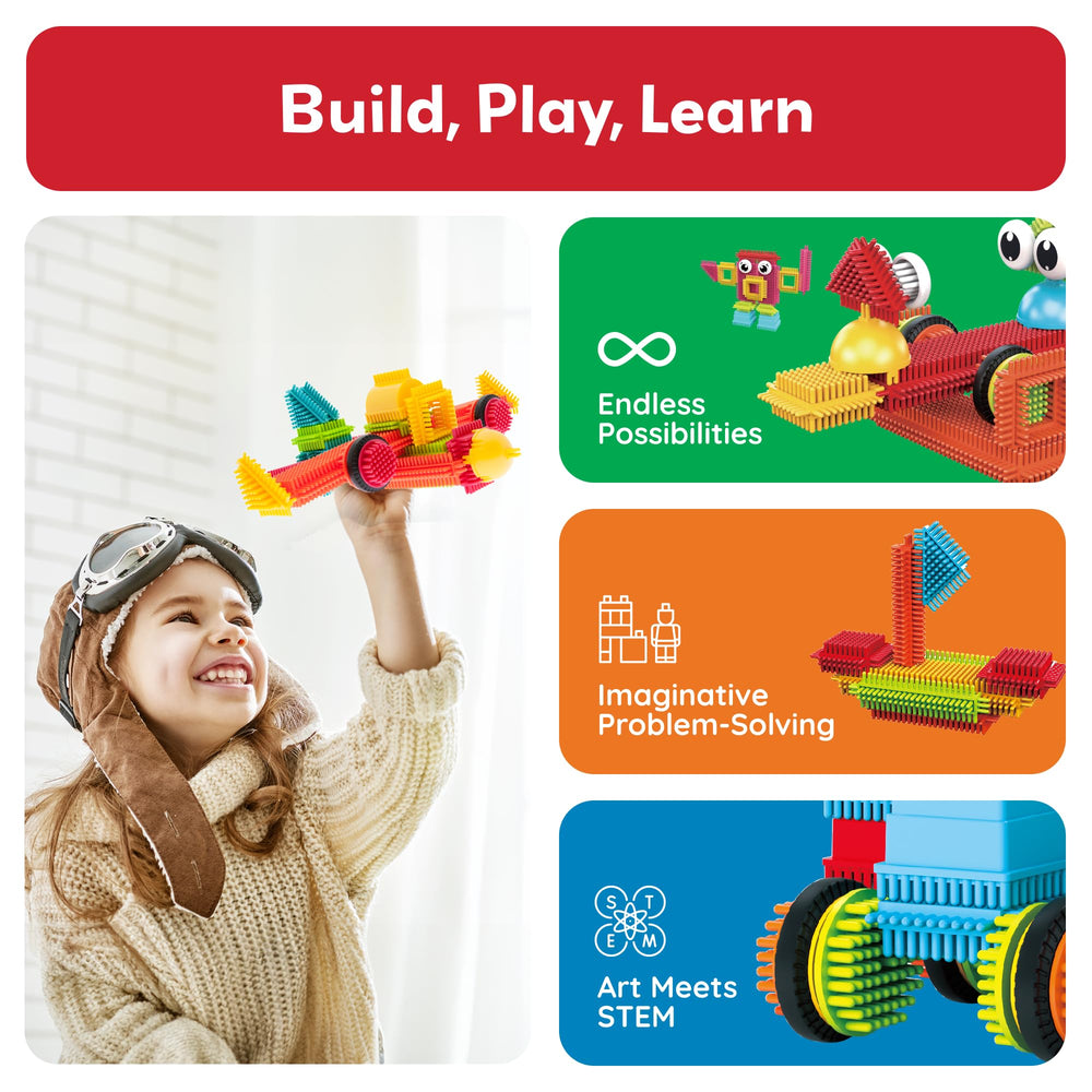 PicassoTiles Hedgehog blocks promote growth through geometric shapes and 3D forms.