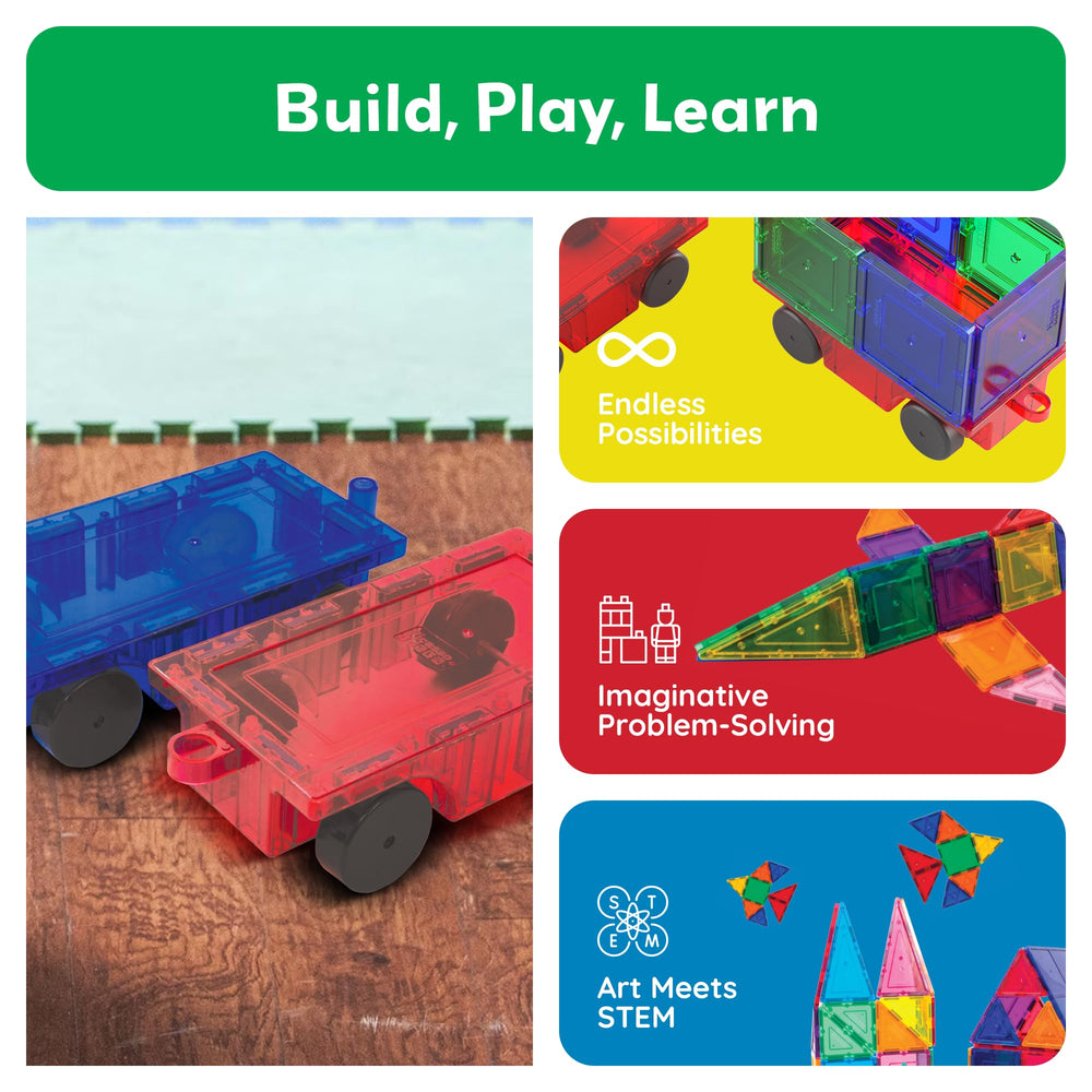 PicassoTiles long bed truck highlighting reinforced hitch for versatile play