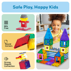 PicassoTiles kid-friendly magnetic tiles promote hands-on learning