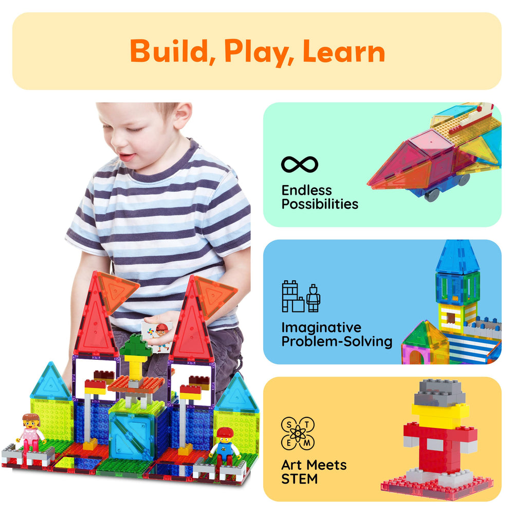 PicassoTiles strong magnets keep tall structures stable during play
