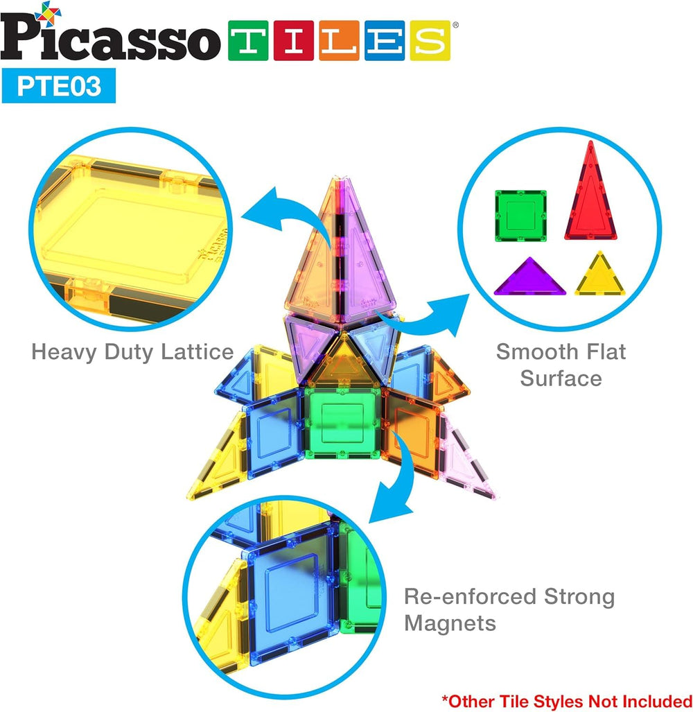 PicassoTiles magnetic tiles in action show hands on STEM learning in multitask play.