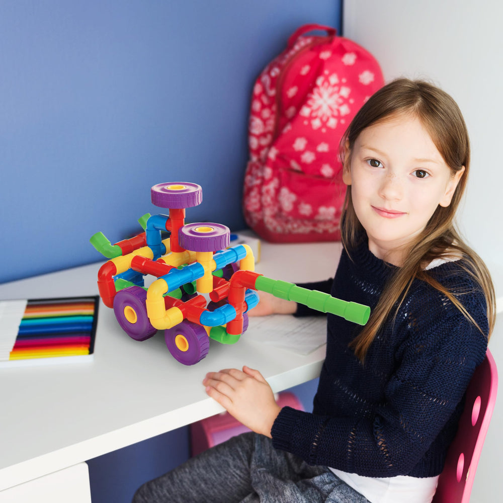 PicassoTiles PTT136 tubular pipes close-up with vibrant colors for creative play