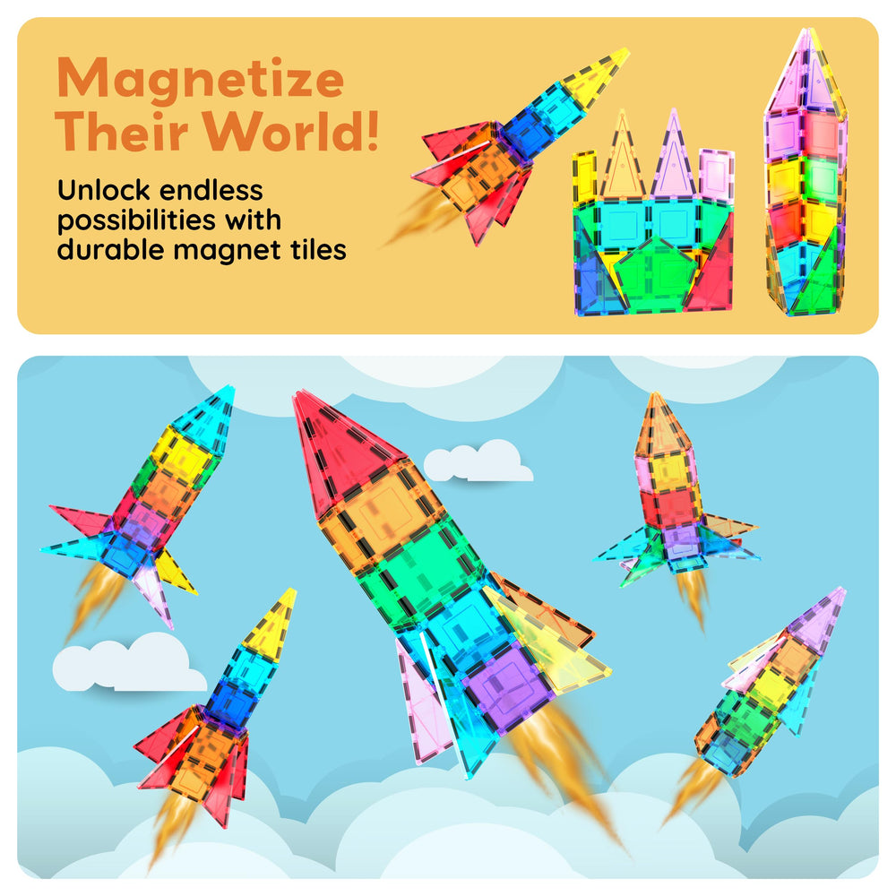 PicassoTiles Rocket Booster storage-friendly design allows quick cleanup after play.