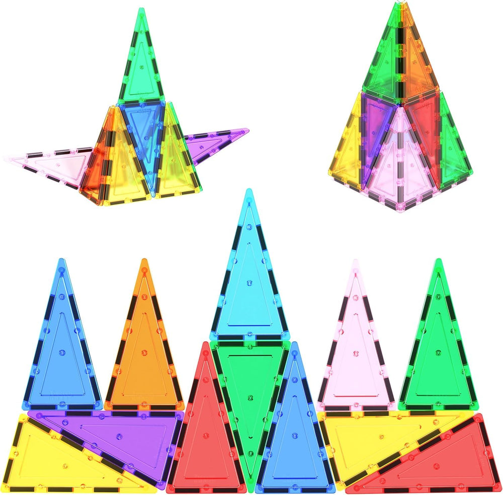 PicassoTiles tall triangle expansion pack tiles enable bigger builds for imaginative play.