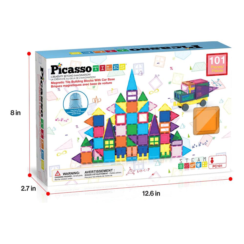 PicassoTiles storage and cleanup with drawstring bag.