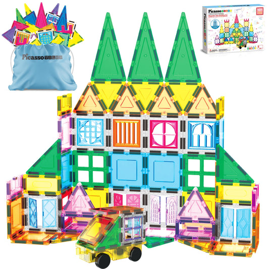 PicassoTiles 101-piece magnetic tile set for open-ended play and STEM exploration.