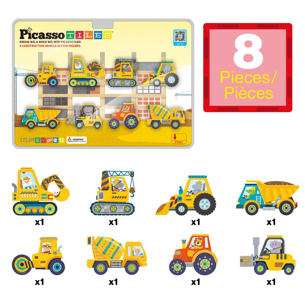 PicassoTiles action figures bulldozer supports hands-on learning during playtime.