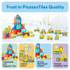 PicassoTiles action figures forklift offers versatile scene-building within magnetic tiles.