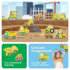 PicassoTiles action figures road roller unlocks tactile, construction-themed storytelling.