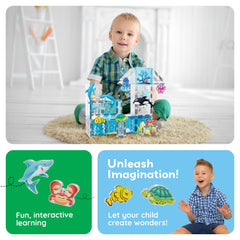 PicassoTiles aquarium sea turtle figure promotes calm, imaginative voyage stories.