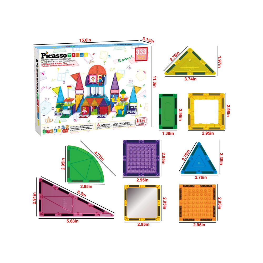 PicassoTiles bricks and magnetic tiles assembly for tall, sturdy structures