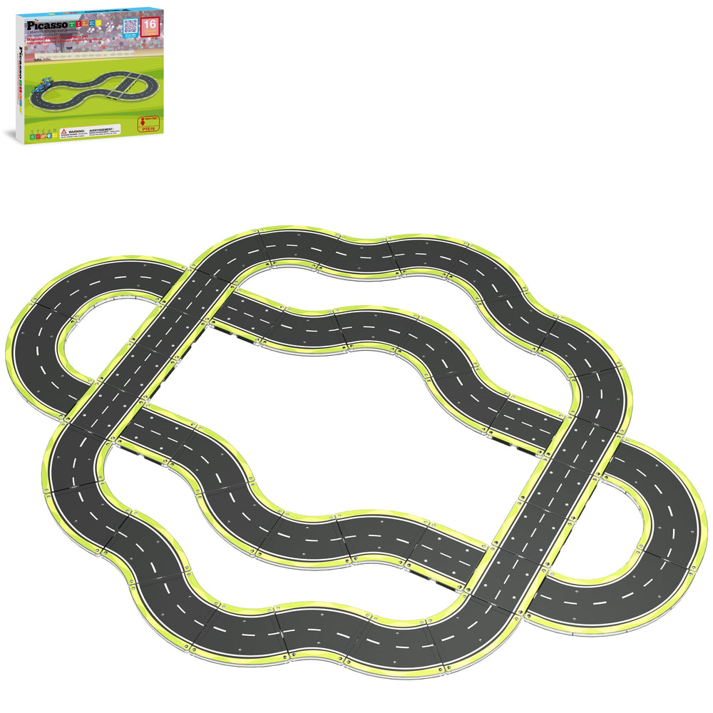 PicassoTiles car track tiles enable fast, imaginative road play