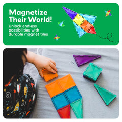 PicassoTiles durable, colorful pieces store neatly for easy cleanup.