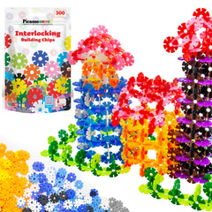 PicassoTiles construction chips enable imaginative building with interlocking discs for creative STEM play.