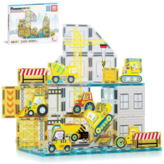 PicassoTiles crane truck with magnetic tiles supports hands-on construction and spatial planning